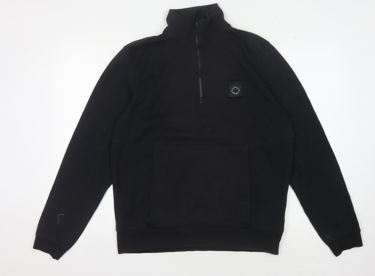 MA.STRUM Men's Black L 1/4 Zip Sweatshirt
