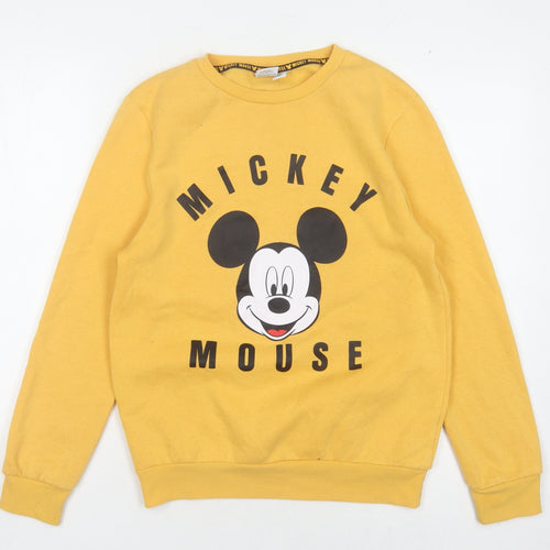 Disney Unisex Yellow Mickey Mouse Pullover Sweatshirt 2XS
