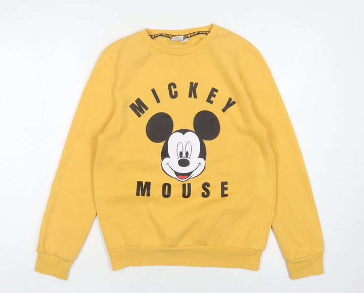 Disney Unisex Yellow Mickey Mouse Pullover Sweatshirt 2XS