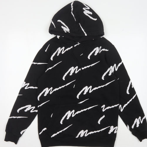 boohooMAN Men's Black XS Graphic Print Hoodie