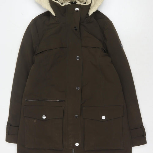 DKNY Women's Brown XS Hooded Parka Coat Casual Winter