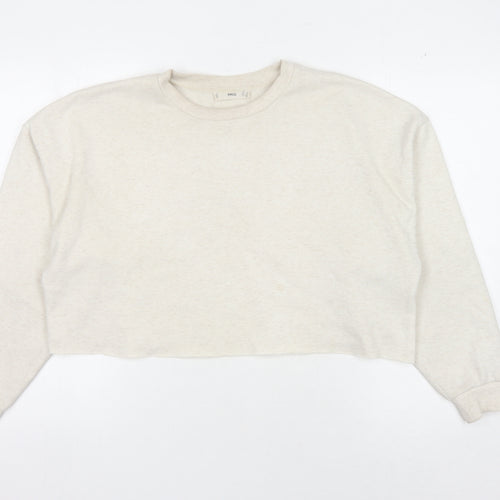 MNG Women's Ivory Sweatshirt, Size S, Crew Neck