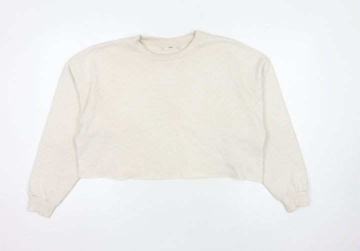 MNG Women's Ivory Sweatshirt, Size S, Crew Neck