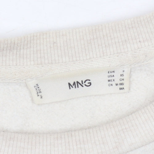 MNG Women's Ivory Sweatshirt, Size S, Crew Neck