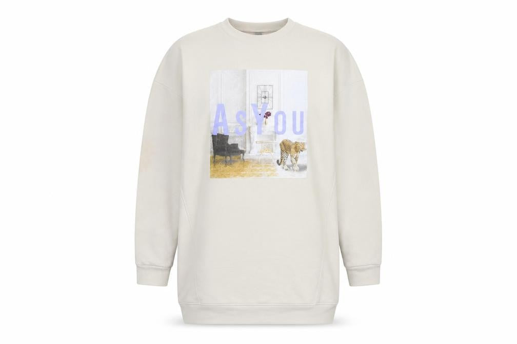 Front view of As You Women's Beige Graphic Print Sweatshirt, size 8
