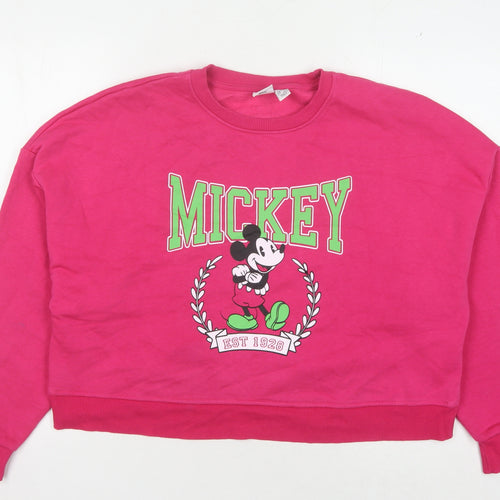Disney Women's Pink Pullover Sweatshirt L - Mickey Mouse