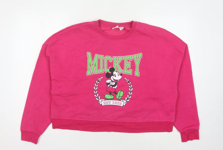 Disney Women's Pink Pullover Sweatshirt L - Mickey Mouse