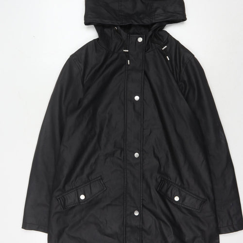 New Look Women's Black Hooded Rain Coat Size 10