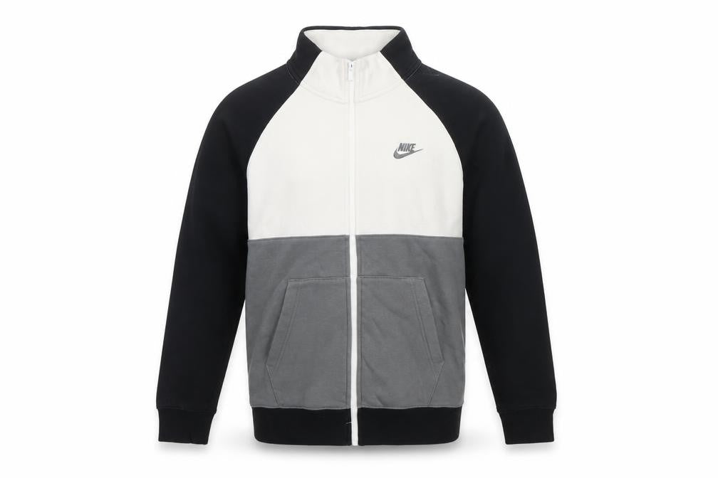 Front view of Nike Men's Full Zip Hoodie - Black/Grey/White, size S