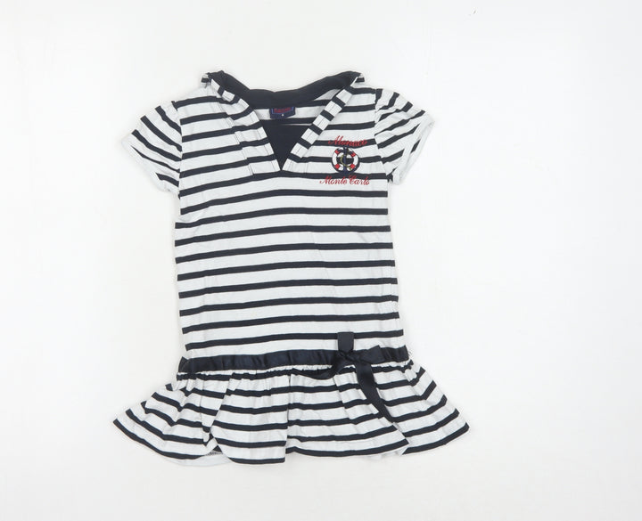 Rayar Girls Black and White Striped Dress Size 10