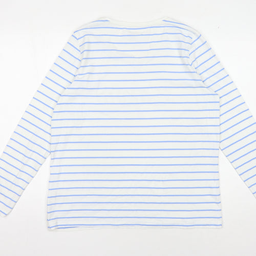 Esmara Women's White Striped T-Shirt, Size L, Long Sleeve