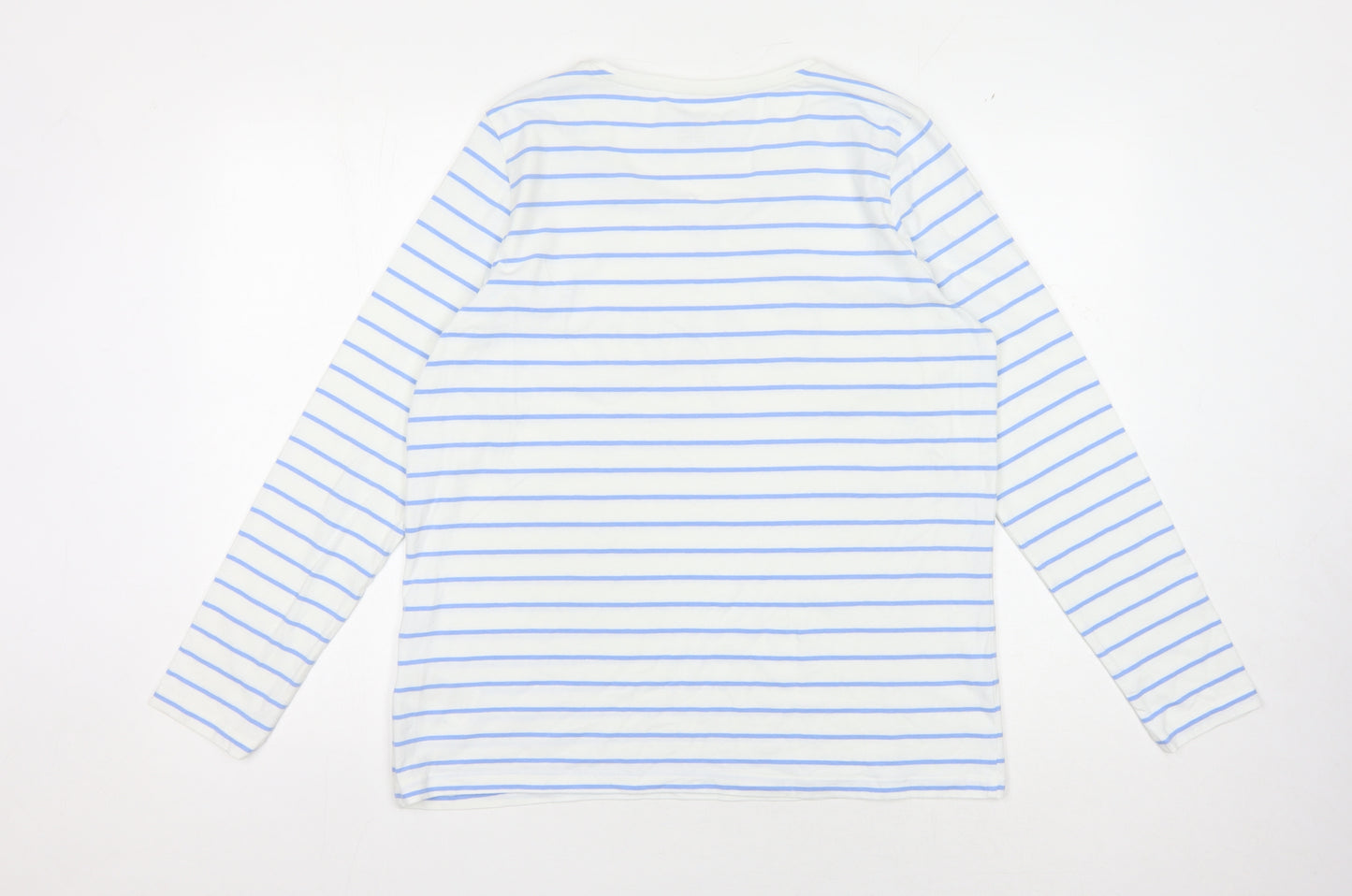 Esmara Women's White Striped T-Shirt, Size L, Long Sleeve