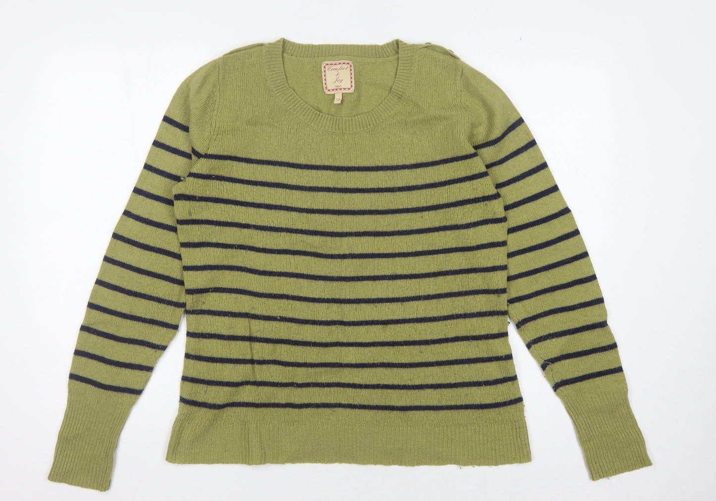 Next Women's Green Striped Pullover Jumper Size 12