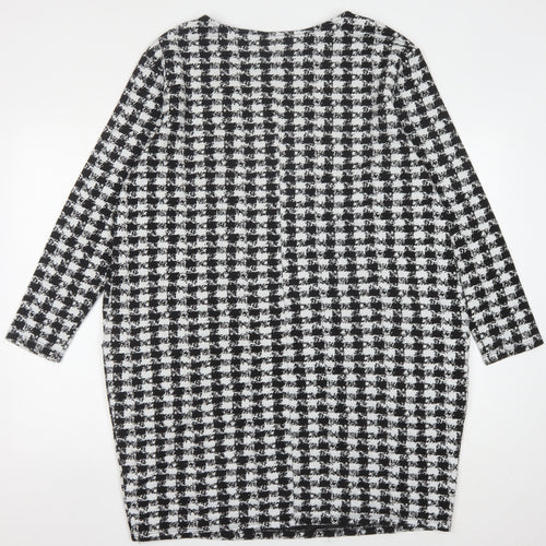 Wallis Women's Black Houndstooth Long Sleeve Dress Size 12