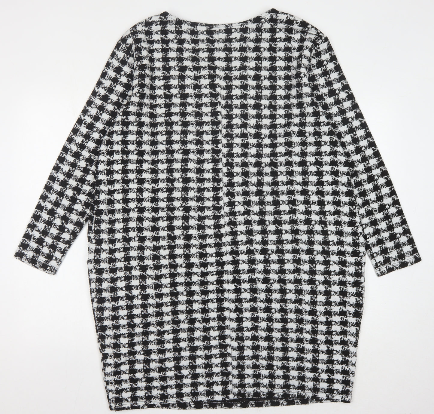Wallis Women's Black Houndstooth Long Sleeve Dress Size 12