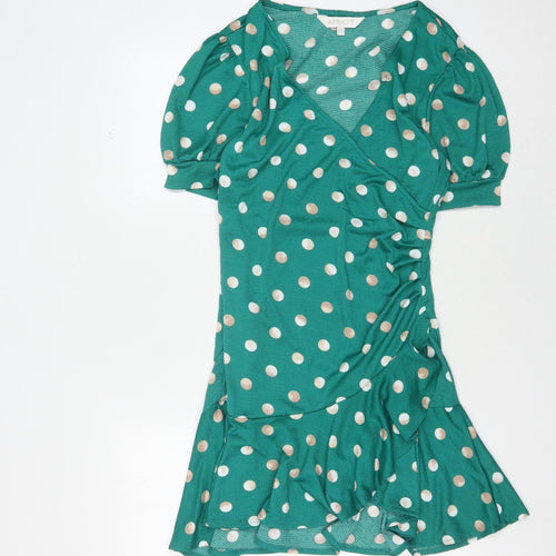 Apricot Women's Green Polka Dot Wrap Dress Size 10