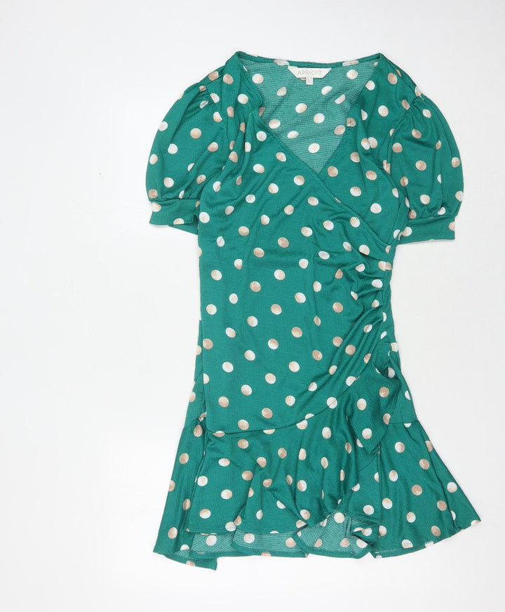Apricot Women's Green Polka Dot Wrap Dress Size 10