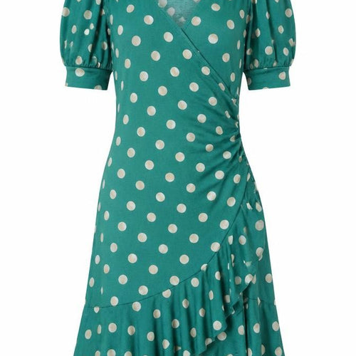 Apricot Women's Green Polka Dot Wrap Dress Size 10