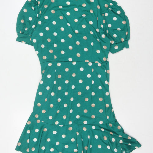 Apricot Women's Green Polka Dot Wrap Dress Size 10