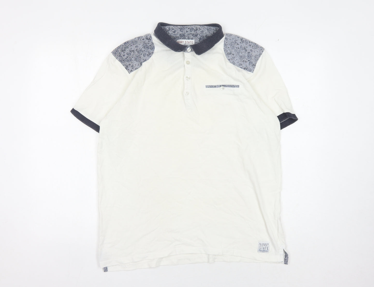Nanny State Men's White Polo Shirt XL