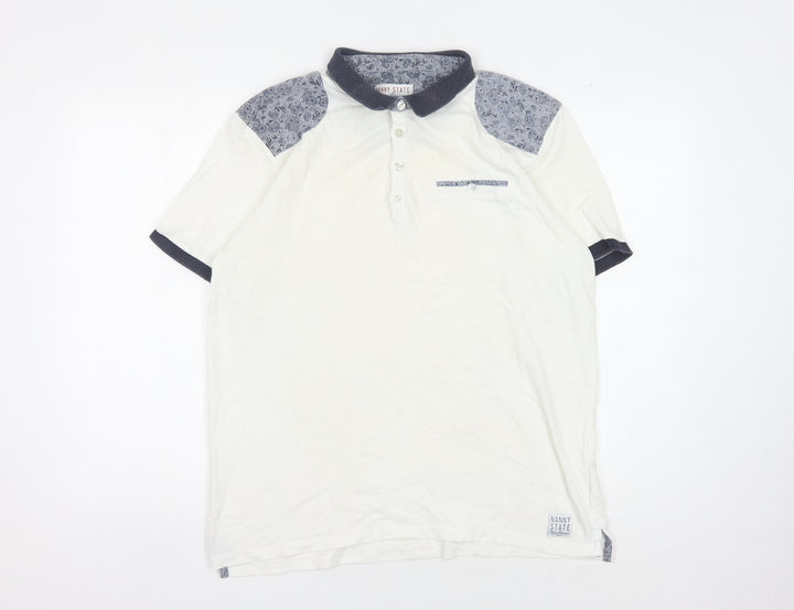 Nanny State Men's White Polo Shirt XL