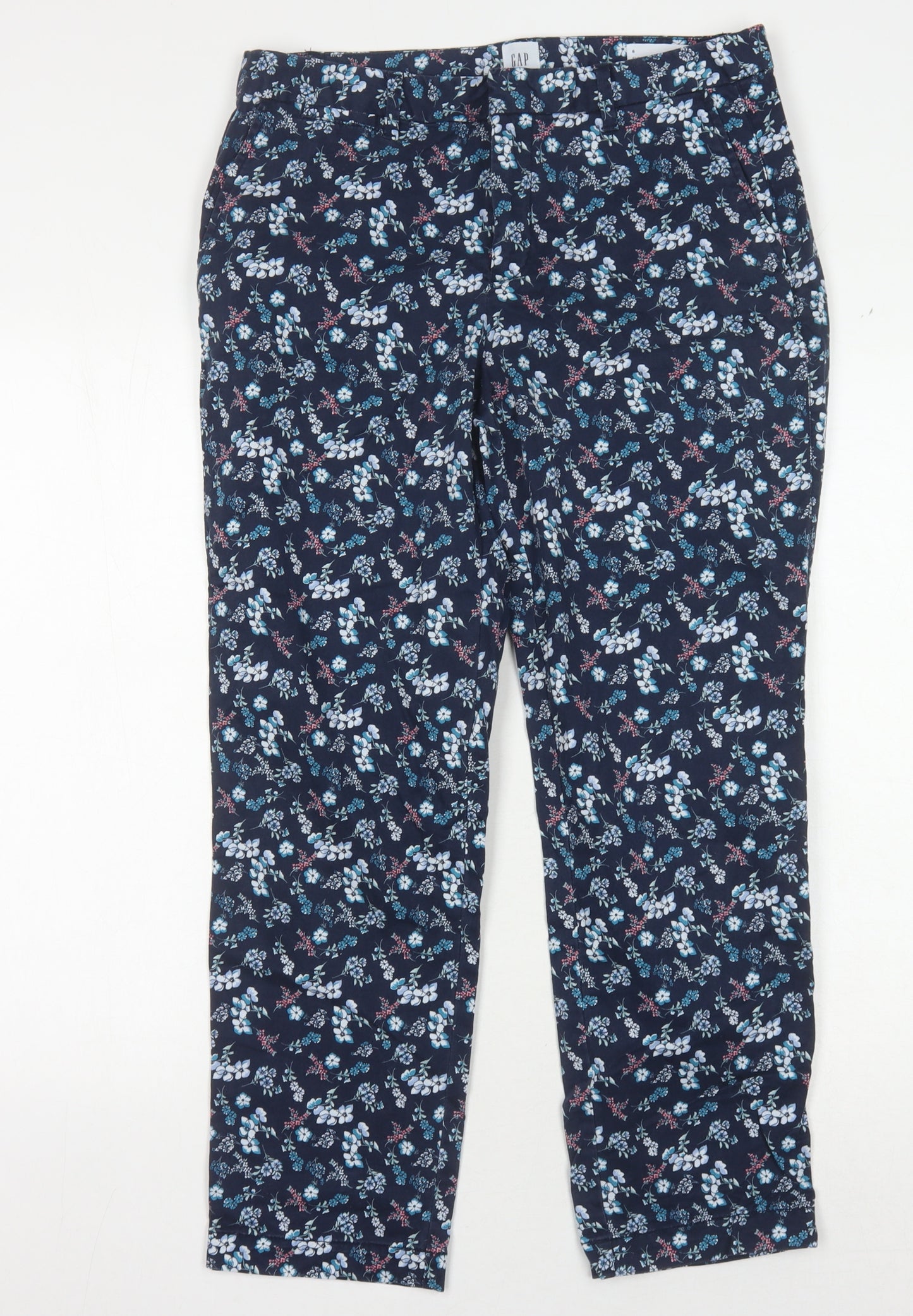 Gap Women's Blue Floral Slim Trousers Size 10