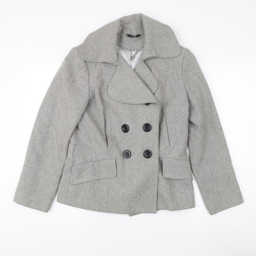 Marks and Spencer Women's Grey Wool Pea Coat Size 10