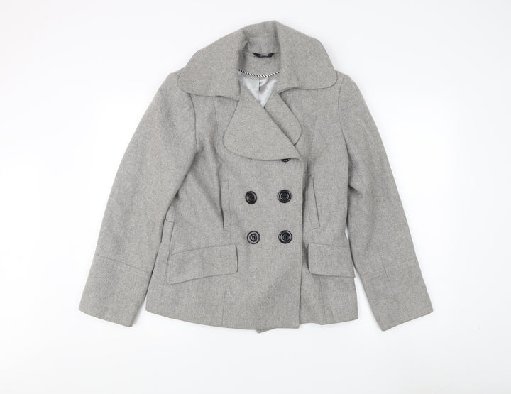 Marks and Spencer Women's Grey Wool Pea Coat Size 10