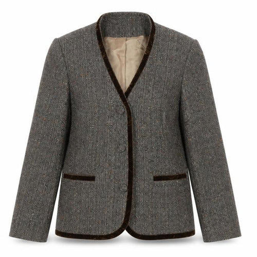 Minosa Women's Brown Tweed Blazer UK 14 Petite