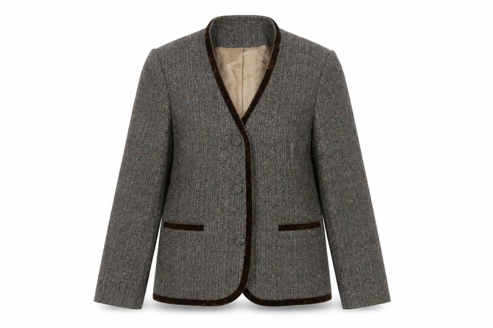 Minosa Women's Brown Tweed Blazer UK 14 Petite