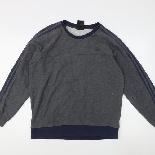 Adidas Men's Grey M Crew Neck Logo Sweatshirt