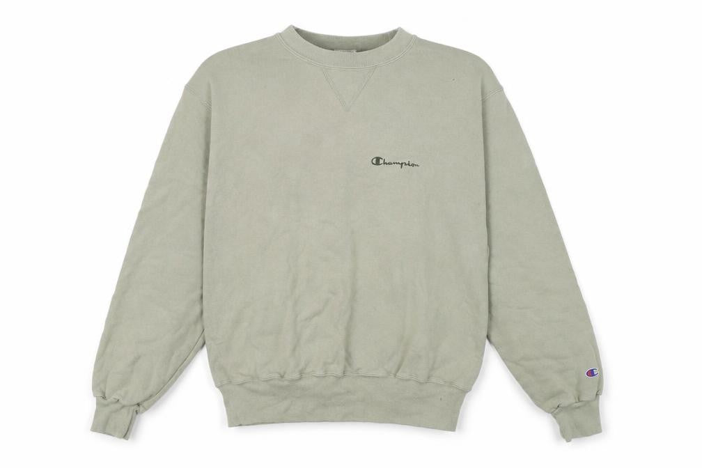 Front view of Champion Men's Green Medium Pullover Sweatshirt