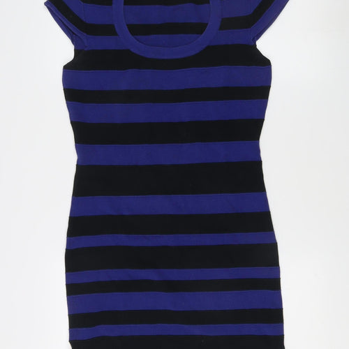 French Connection Blue Bodycon Striped Dress, Size 12