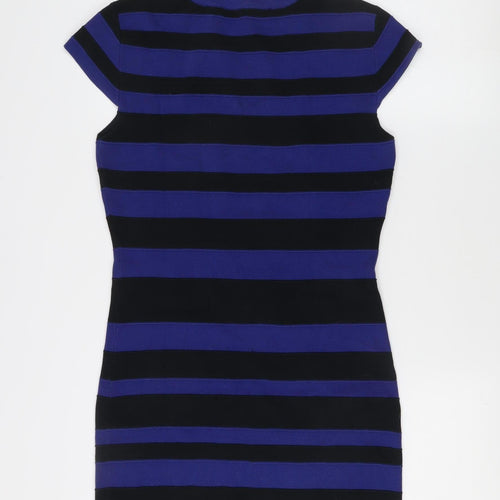 French Connection Blue Bodycon Striped Dress, Size 12