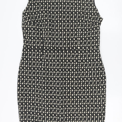 Linea Women's Black Geometric Sheath Dress Size 14