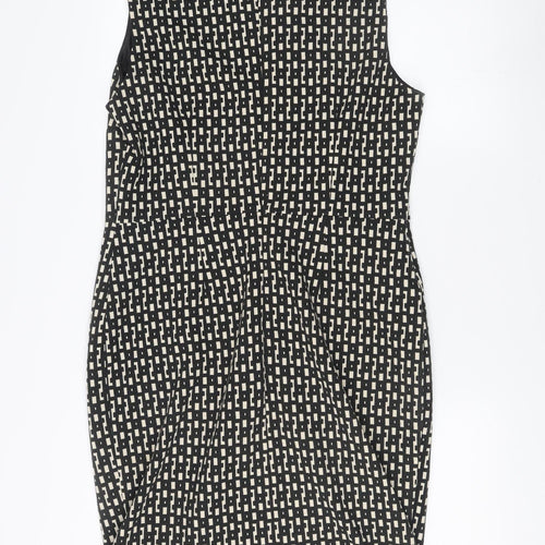 Linea Women's Black Geometric Sheath Dress Size 14