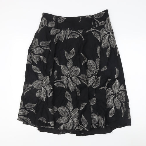Rocha.John Rocha Women's Black Floral A-Line Skirt Size 16