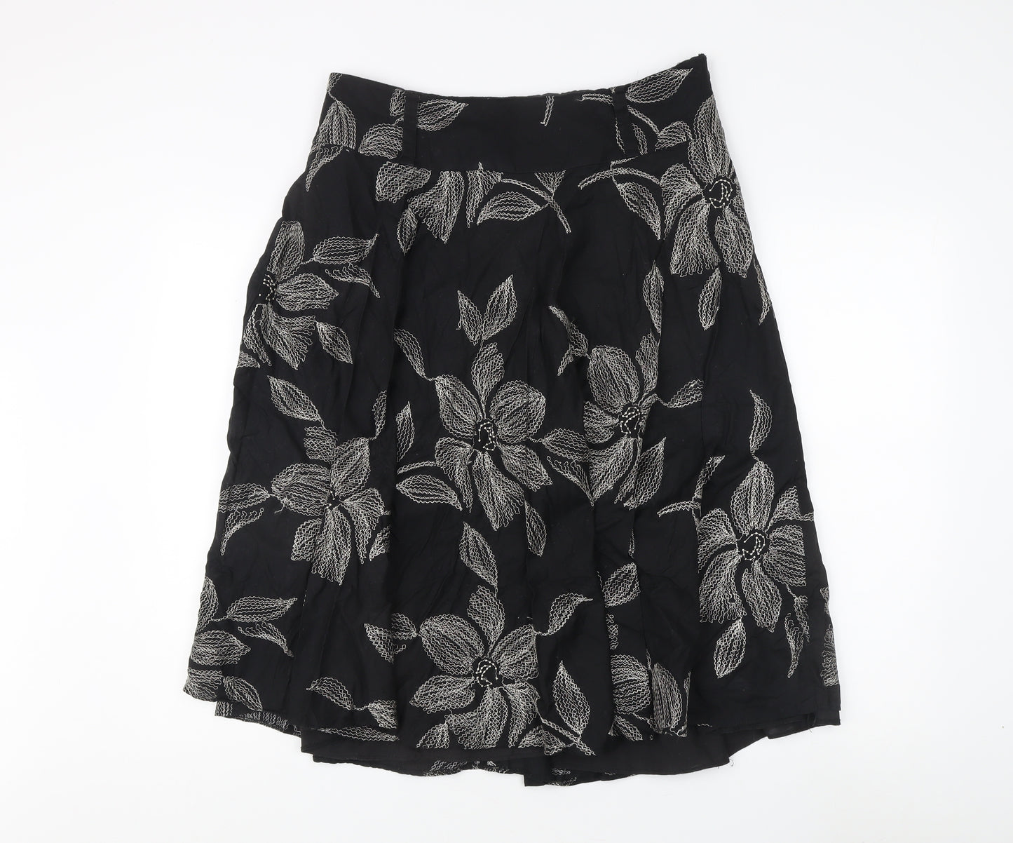 Rocha.John Rocha Women's Black Floral A-Line Skirt Size 16