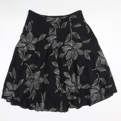 Rocha.John Rocha Women's Black Floral A-Line Skirt Size 16
