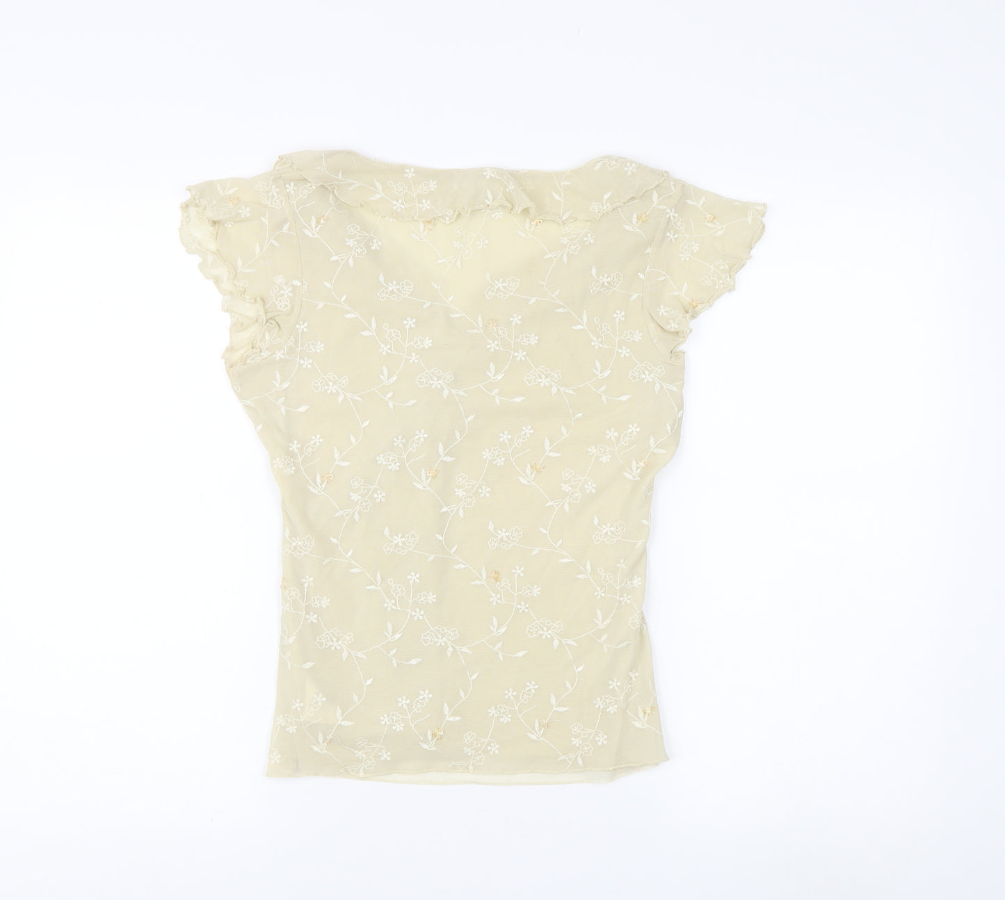 Next Women's Beige Wrap Blouse, Size 10, Embroidered Floral