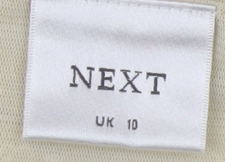 Next Women's Beige Wrap Blouse, Size 10, Embroidered Floral