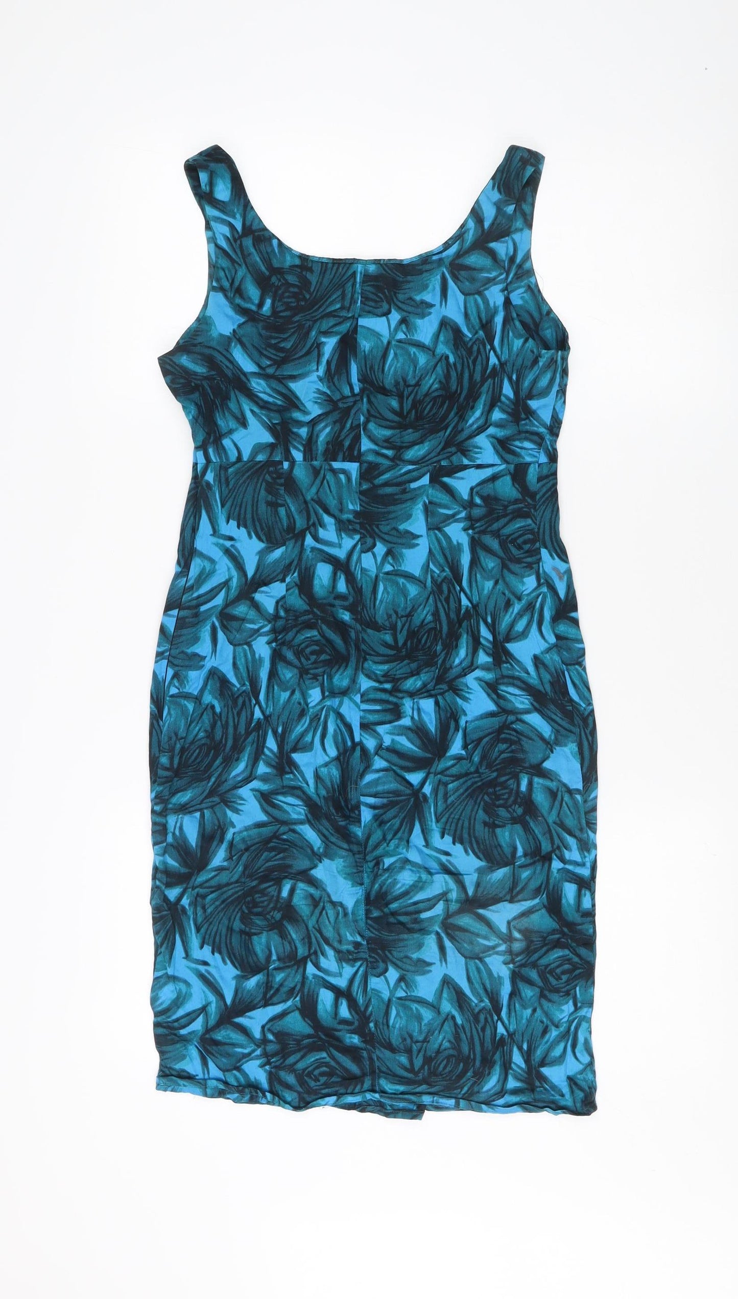 Topshop Women's Blue Floral Bodycon Dress - Size 8