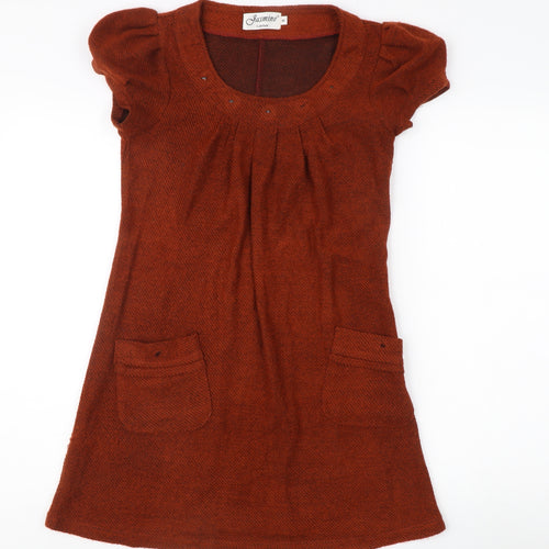 Jasmine Women's Brown Wool Dress M - Classic Style