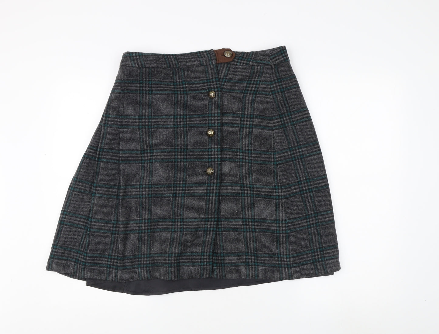 Alice Collins Women's Grey Check Pleated Skirt Size 12