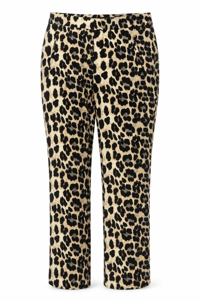 Front view of Zara Basic Women's Animal Print Slim Trousers XS