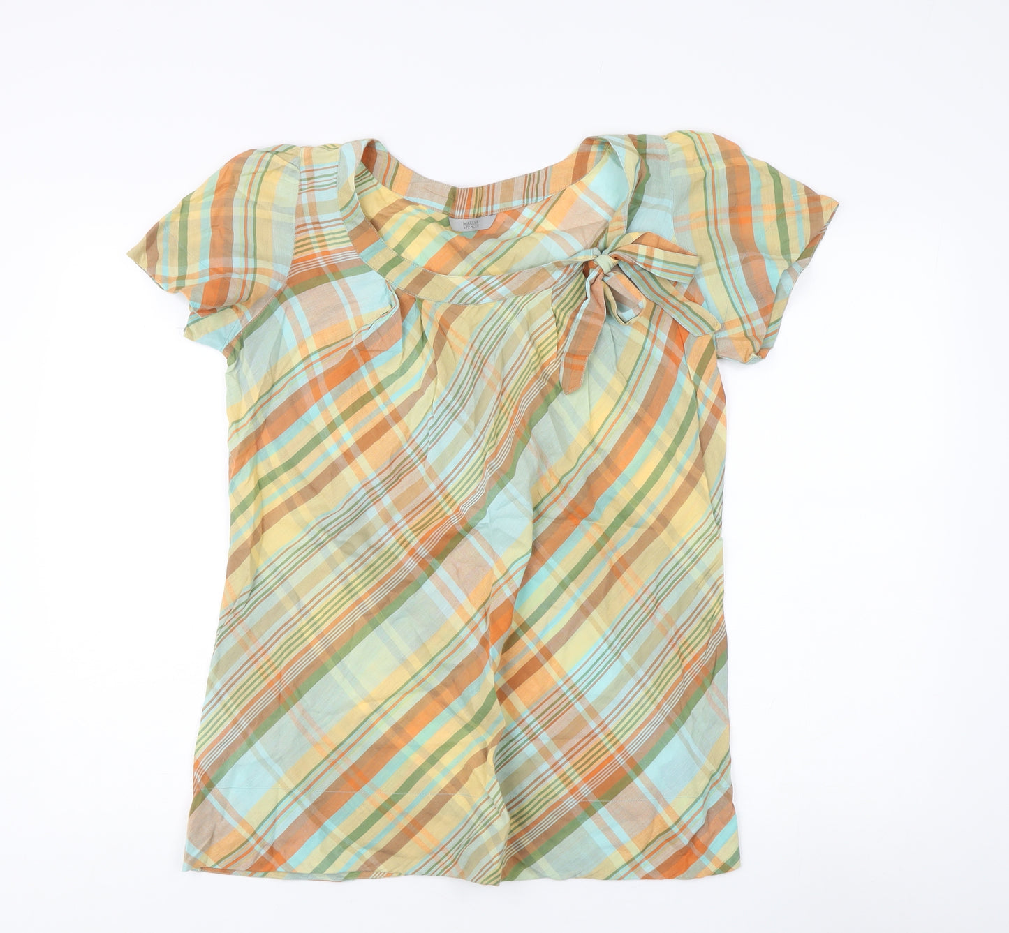 Marks and Spencer Women's Plaid Top, UK 14, Orange