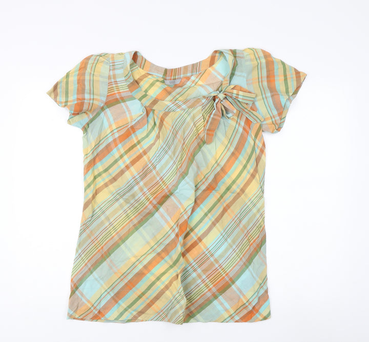 Marks and Spencer Women's Plaid Top, UK 14, Orange