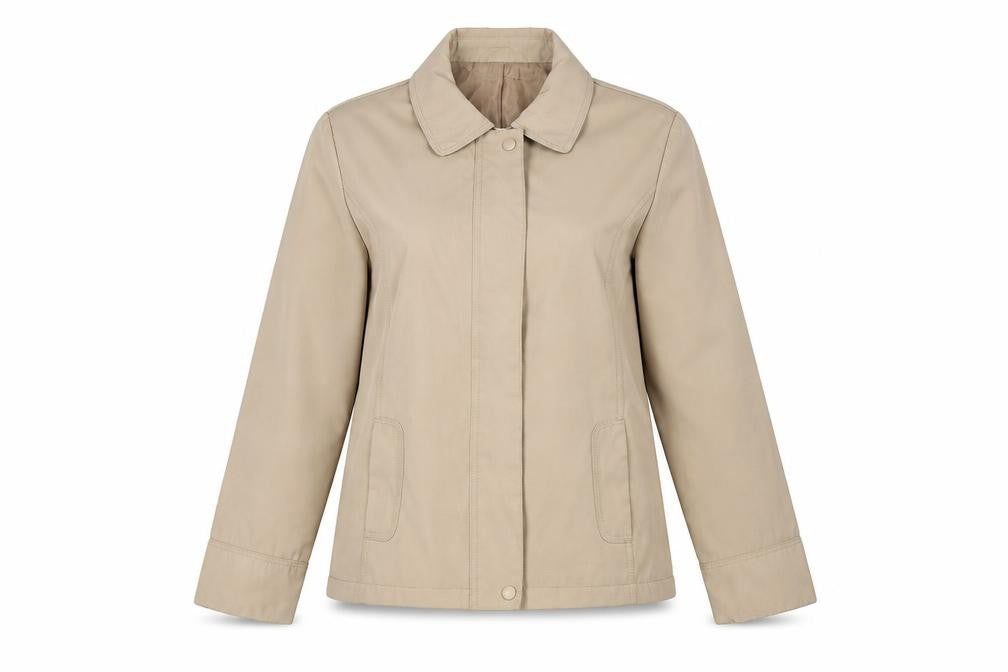 Front view of Bonmarché Women's Beige Mid-Length Jacket, S, Casual