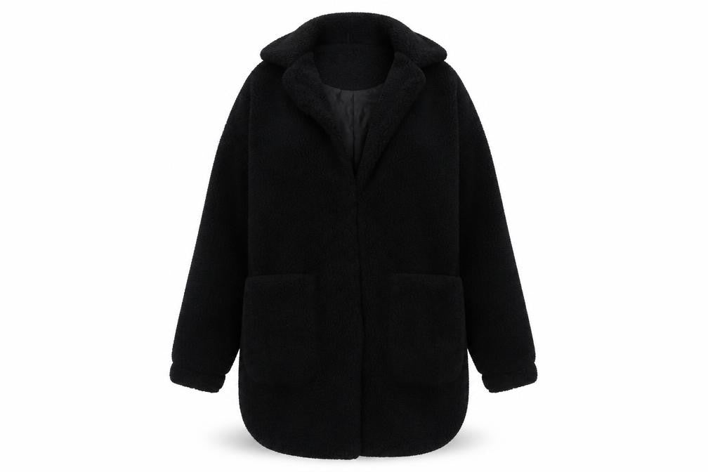 Front view of Brave Soul Black Women's Mid-Length Coat, size S