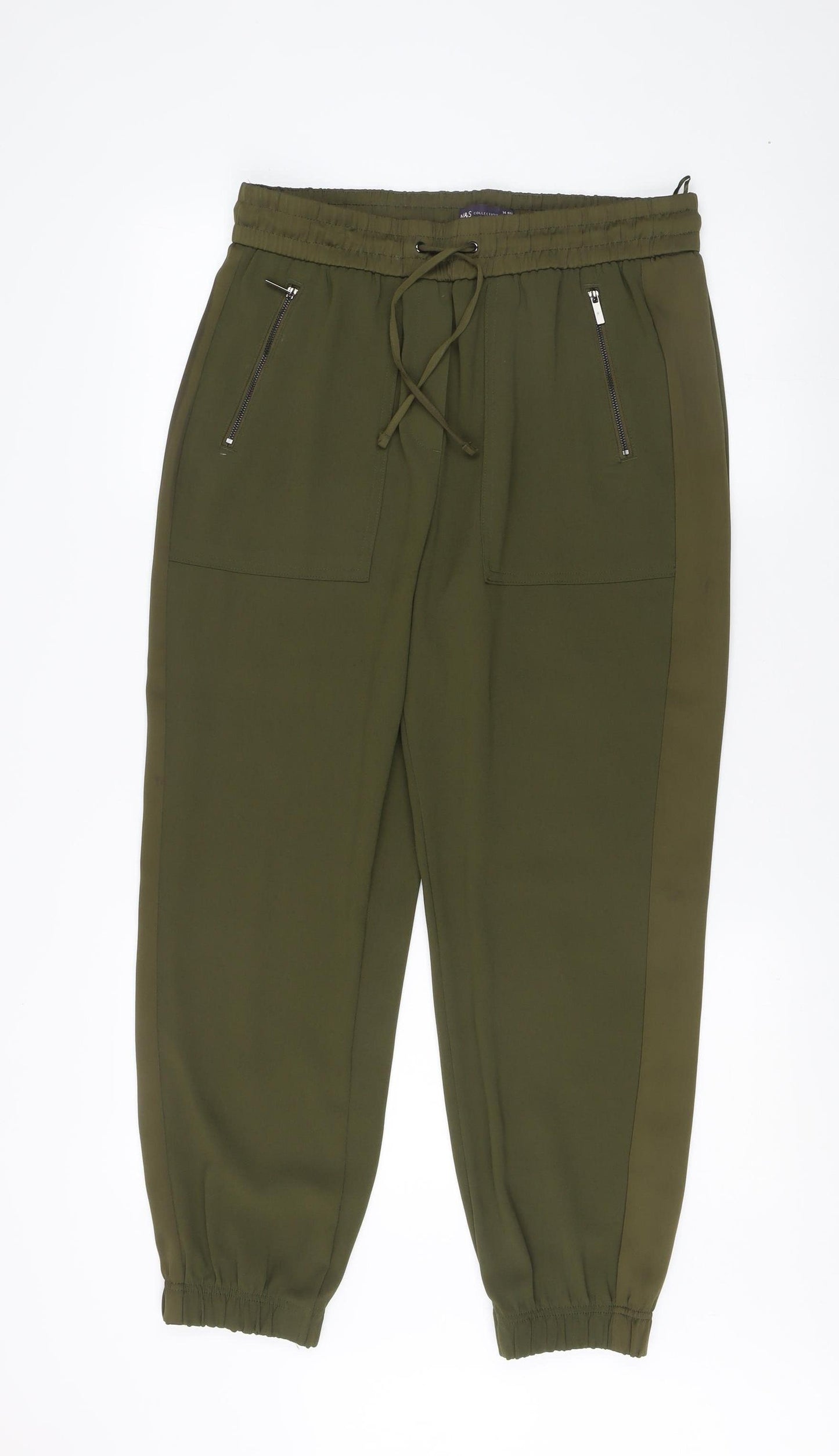 Marks and Spencer Women's Green Jogger Trousers, Size 14